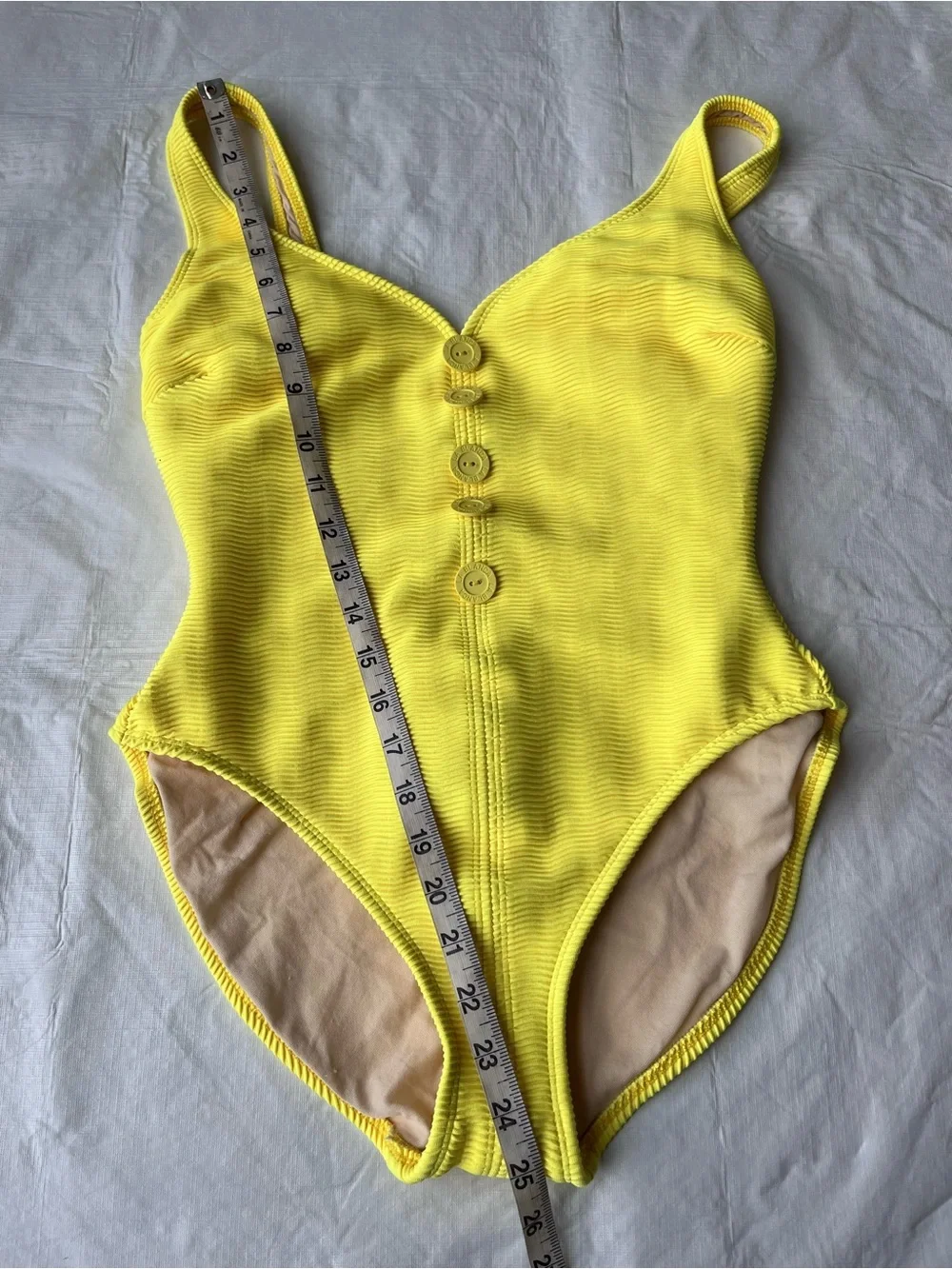 Vintage La Blanca Yellow Ribbed One Piece Swimsuit